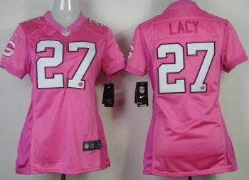 Cheap Women Nike Green Bay Packers 27 Eddie Lacy Pink Love NFL Jerseys