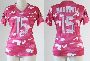 Cheap Women Nike Chicago Bears 15 Brandon Marshall 2013 New Pink Camo Fashion NFL Jerseys