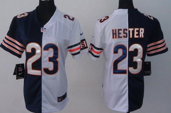 Cheap Women Nike Chicago Bears 23 Devin Hester Blue White Split NFL Jerseys