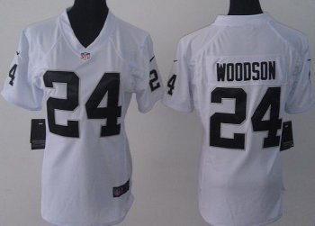 Cheap Women Nike Oakland Raiders 24 Charles Woodson White NFL Jerseys