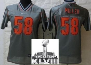 Kids Nike Denver Broncos 58 Von Miller Elite Grey Vapor 2014 Super Bowl XLVIII NFL Jerseys Cheap