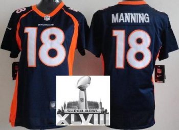 Cheap Women Nike Denver Broncos 18 Peyton Manning Blue 2014 Super Bowl XLVIII NFL Jerseys New Style