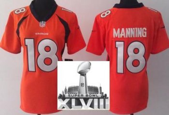 Cheap Women Nike Denver Broncos 18 Peyton Manning Orange 2014 Super Bowl XLVIII NFL Jerseys New Style