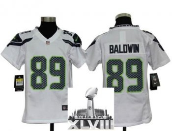 Kids Nike Seattle Seahawks 89 Doug Baldwin White 2014 Super Bowl XLVIII NFL Jerseys Cheap