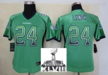 Cheap Women Nike Seattle Seahawks 24 Marshawn Lynch Green Drift Fashion Elite 2014 Super Bowl XLVIII NFL Jerseys