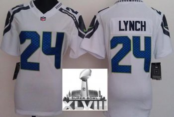 Cheap Women Nike Seattle Seahawks 24 Marshawn Lynch White 2014 Super Bowl XLVIII NFL Jerseys