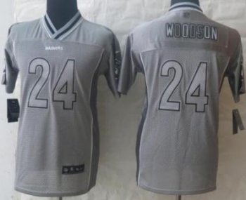 Kids Nike Oakland Raiders 24 Charles Woodson Grey Vapor Elite NFL Jerseys Cheap