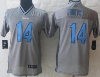 Kids Nike San Diego Chargers 14 Dan Fouts Grey Vapor Elite NFL Jerseys Cheap