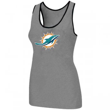 Cheap Women Nike NFL Miami Dolphins Ladies Big Logo Tri-Blend Racerback stretch Tank Top L.grey