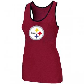 Cheap Women Nike NFL Pittsburgh Steelers Ladies Big Logo Tri-Blend Racerback stretch Tank Top Red