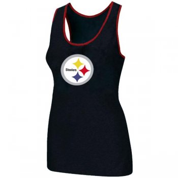 Cheap Women Nike NFL Pittsburgh Steelers Ladies Big Logo Tri-Blend Racerback stretch Tank Top Black