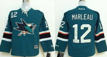 Kids San Jose Sharks 12 Patrick Marleau Green NHL Hockey Jersey New Style For Sale