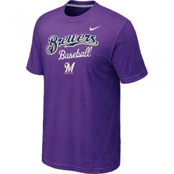 Nike MLB Milwaukee Brewers 2014 Home Practice T-Shirt - Purple Cheap