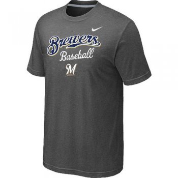 Nike MLB Milwaukee Brewers 2014 Home Practice T-Shirt - Dark Grey Cheap