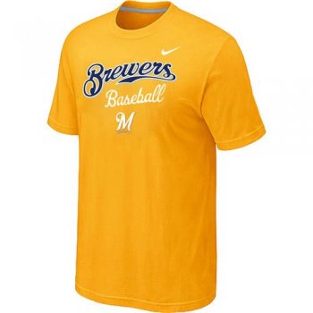 Nike MLB Milwaukee Brewers 2014 Home Practice T-Shirt - Yellow Cheap