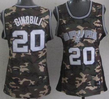 Women San Antonio Spurs 20 Manu Ginobili Camo Revolution 30 Swingman NBA Jerseys Cheap