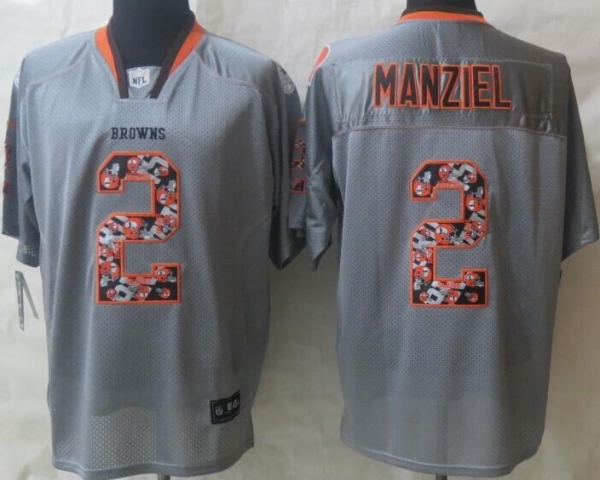 Nike Cleveland Browns #2 Johnny Manziel Lights Out Grey Elite NFL Jerseys Cheap