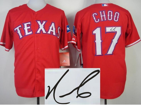 Texas Rangers 17 Shin-Soo Choo Red Signed MLB Jerseys Cheap