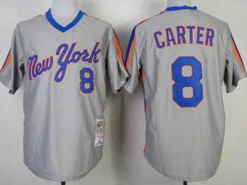 New York Mets 8 Gary Carter Grey M&N Throwback MLB Jersey Cheap