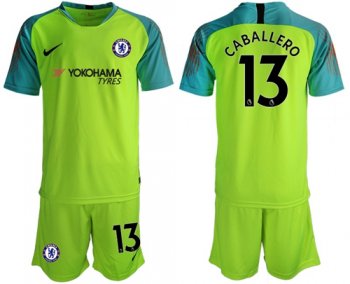 Chelsea #13 Caballero Shiny Green Goalkeeper Soccer Club Jersey