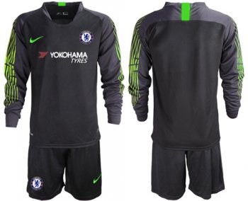 Chelsea Blank Black Goalkeeper Long Sleeves Soccer Club Jersey