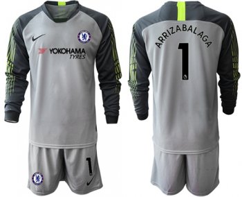 Chelsea #1 Arrizabalaga Grey Goalkeeper Long Sleeves Soccer Club Jersey