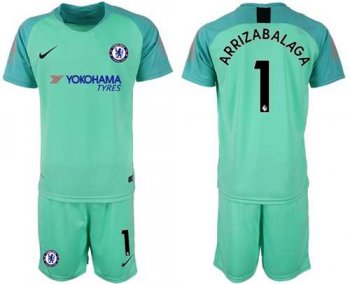 Chelsea #1 Arrizabalaga Green Goalkeeper Soccer Club Jersey