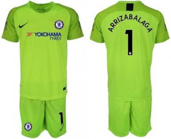 Chelsea #1 Arrizabalaga Shiny Green Goalkeeper Soccer Club Jersey