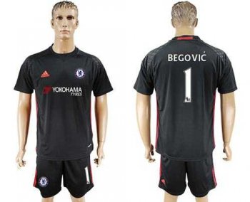 Chelsea #1 Begovic Black Goalkeeper Soccer Club Jersey