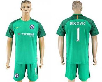 Chelsea #1 Begovic Green Goalkeeper Soccer Club Jersey