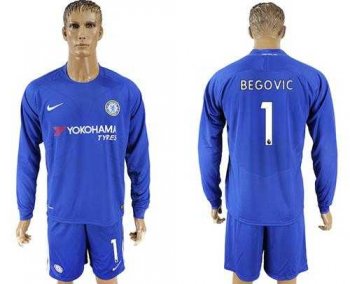 Chelsea #1 Begovic Home Long Sleeves Soccer Club Jersey