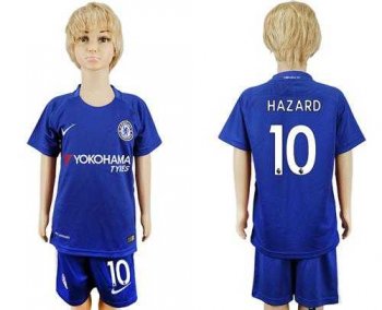 Chelsea #10 Hazard Blue Home Kid Soccer Club Jersey