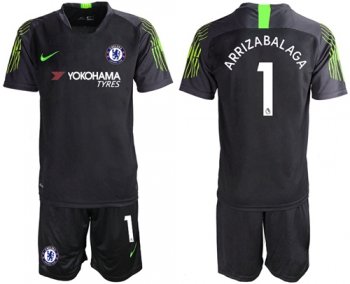 Chelsea #1 Arrizabalaga Black Goalkeeper Soccer Club Jersey