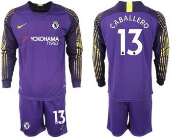 Chelsea #13 Caballero Purple Goalkeeper Long Sleeves Soccer Club Jersey