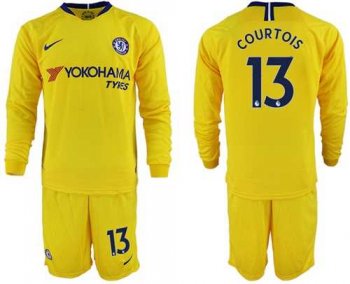 Chelsea #13 Courtois Away Long Sleeves Soccer Club Jersey