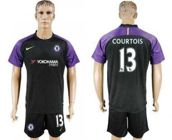 Chelsea #13 Courtois Black Goalkeeper Soccer Club Jersey