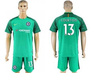 Chelsea #13 Courtois Green Goalkeeper Soccer Club Jersey