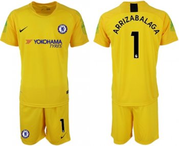 Chelsea #1 Arrizabalaga Yellow Goalkeeper Soccer Club Jersey