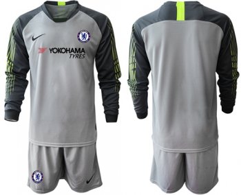 Chelsea Blank Grey Goalkeeper Long Sleeves Soccer Club Jersey