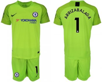 Chelsea #1 Arrizabalaga Green Goalkeeper Soccer Club Jersey