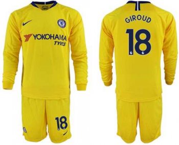 Chelsea #18 Giroud Away Long Sleeves Soccer Club Jersey