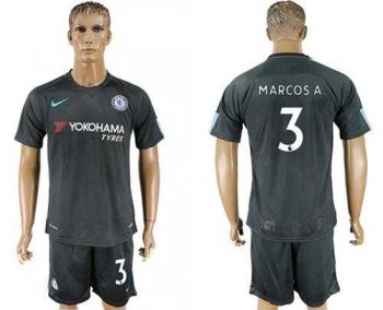 Chelsea #3 Marcos A. Black Soccer Club Jersey