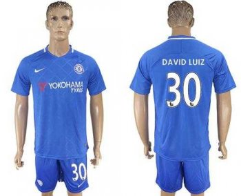 Chelsea #30 David Luiz Home Soccer Club Jersey