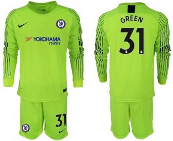 Chelsea #31 Green Shiny Green Goalkeeper Long Sleeves Soccer Club Jersey