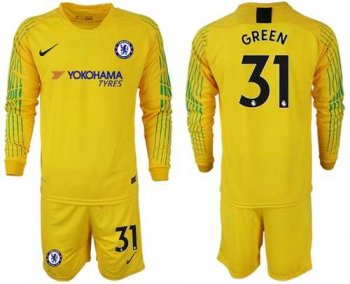 Chelsea #31 Green Yellow Goalkeeper Long Sleeves Soccer Club Jersey