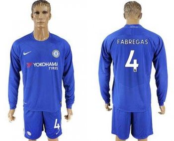 Chelsea #4 Fabregas Home Long Sleeves Soccer Club Jersey