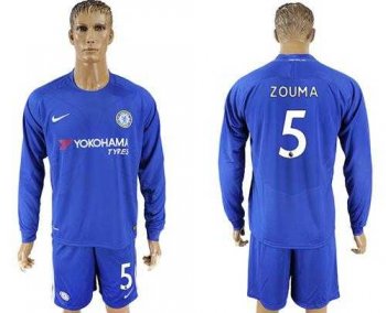 Chelsea #5 Zouma Home Long Sleeves Soccer Club Jersey