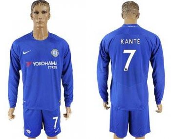 Chelsea #7 Kante Home Long Sleeves Soccer Club Jersey