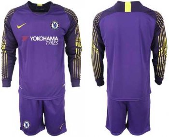 Chelsea Blank Purple Goalkeeper Long Sleeves Soccer Club Jersey