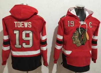 Chicago Blackhawks #19 Jonathan Toews Red Name & Number Pullover NHL Hoodie